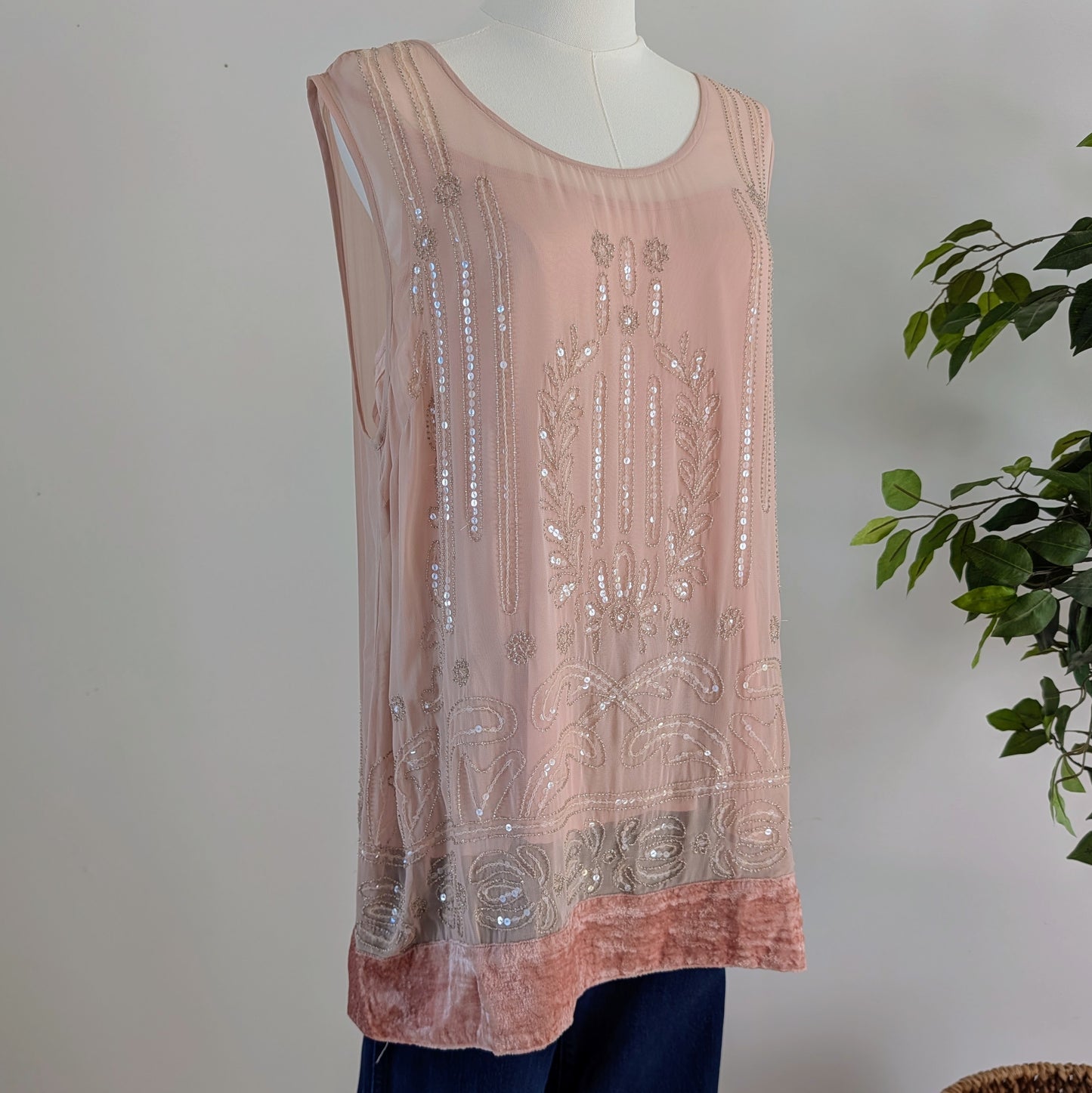 Sundance Beaded Romantic Top Shirt- L
