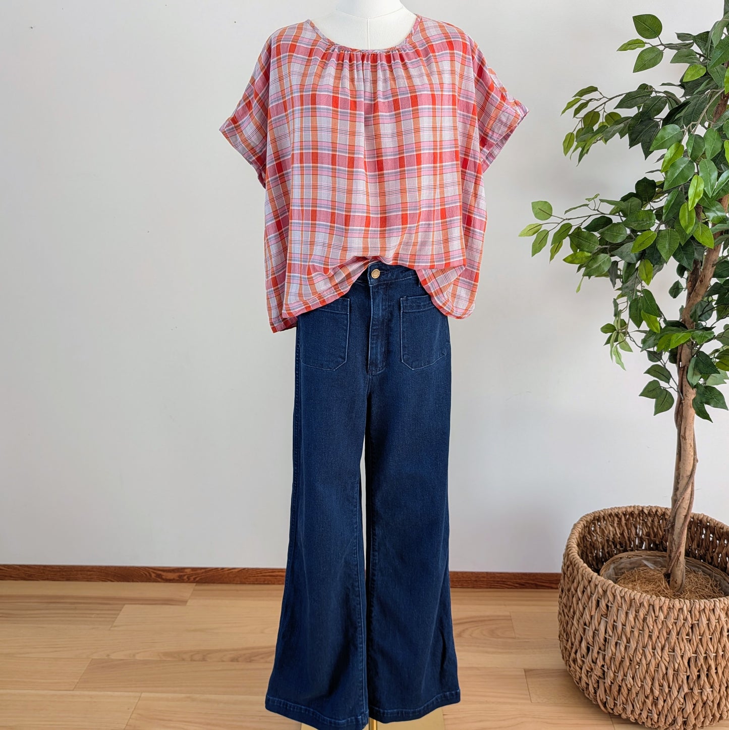 Madewell Cotton Plaid Top Shirt - M