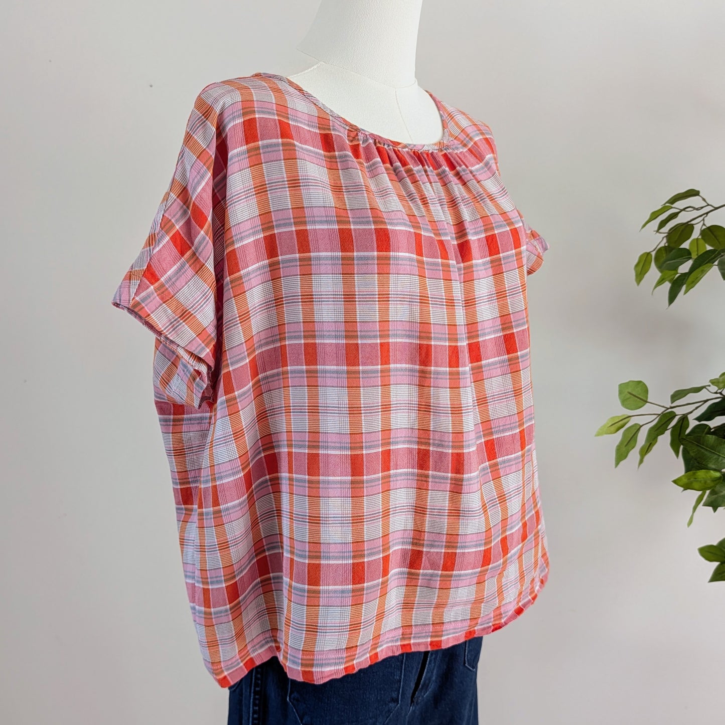 Madewell Cotton Plaid Top Shirt - M