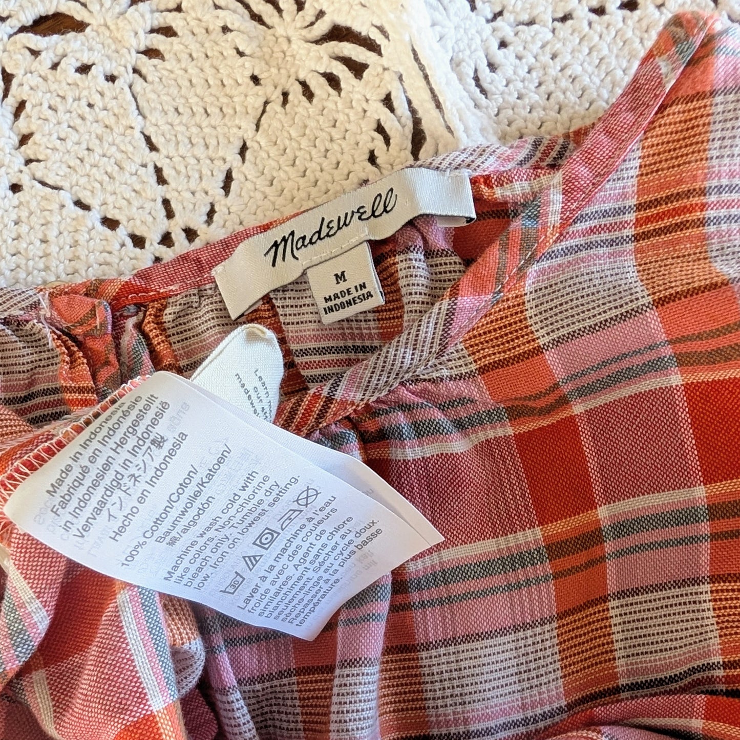 Madewell Cotton Plaid Top Shirt - M