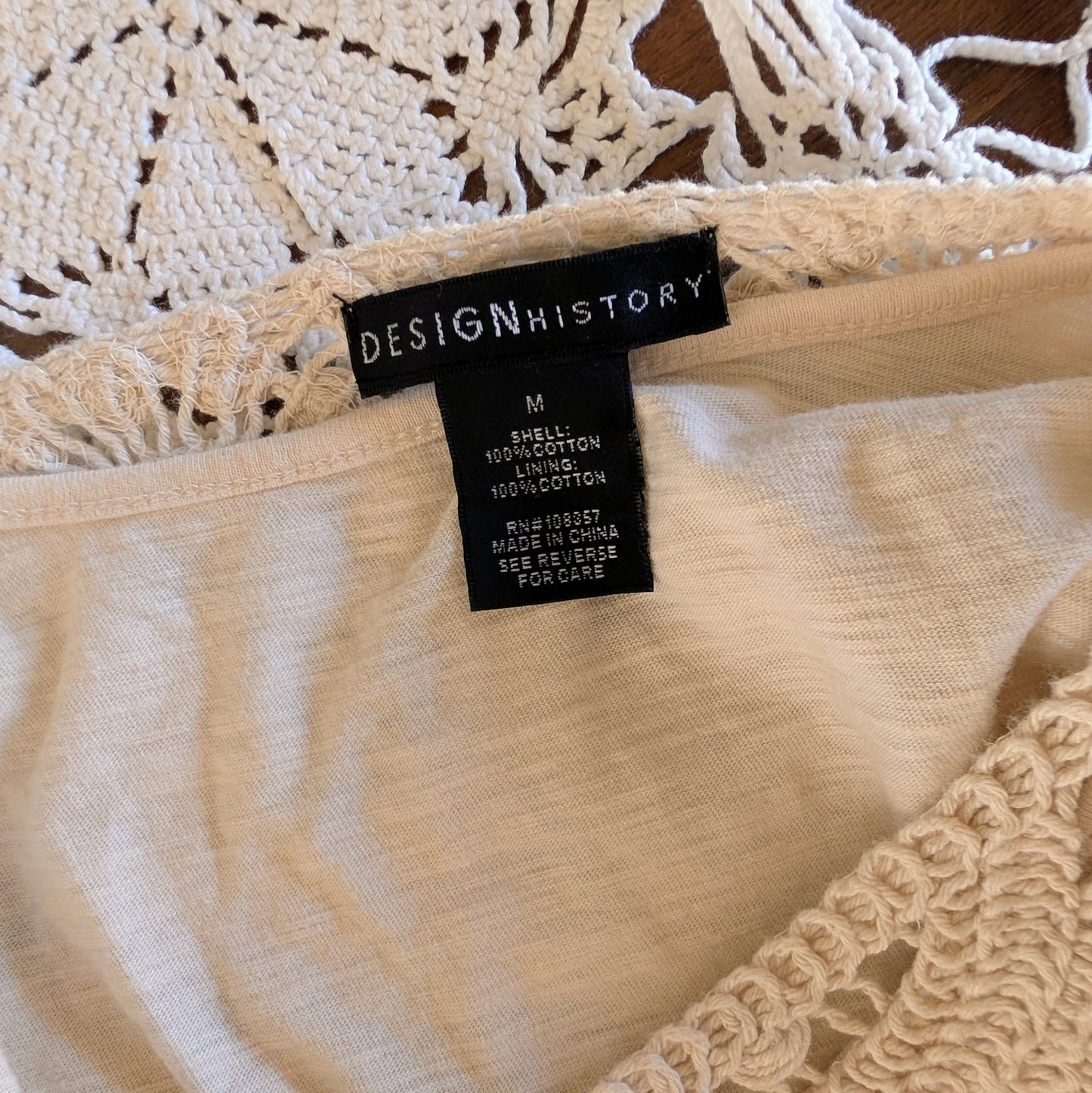 Crochet Knit Cotton Top Shirt- M