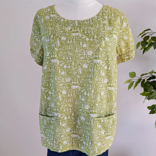 Novelty Printed Cotton Top Shirt - L