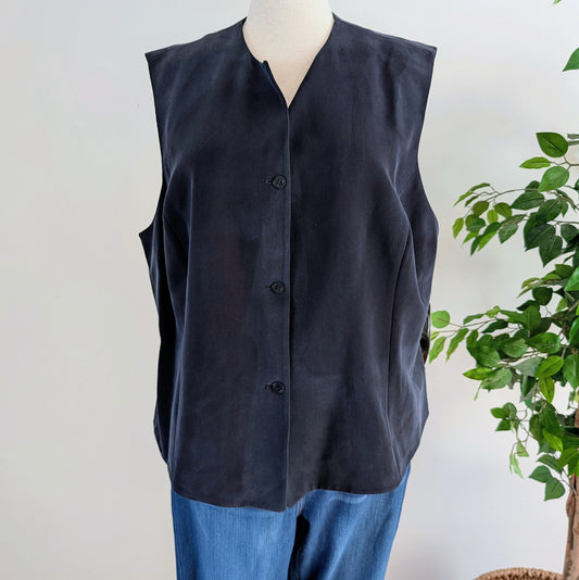 NWT 100% Silk Button Up Vest Top - 3X