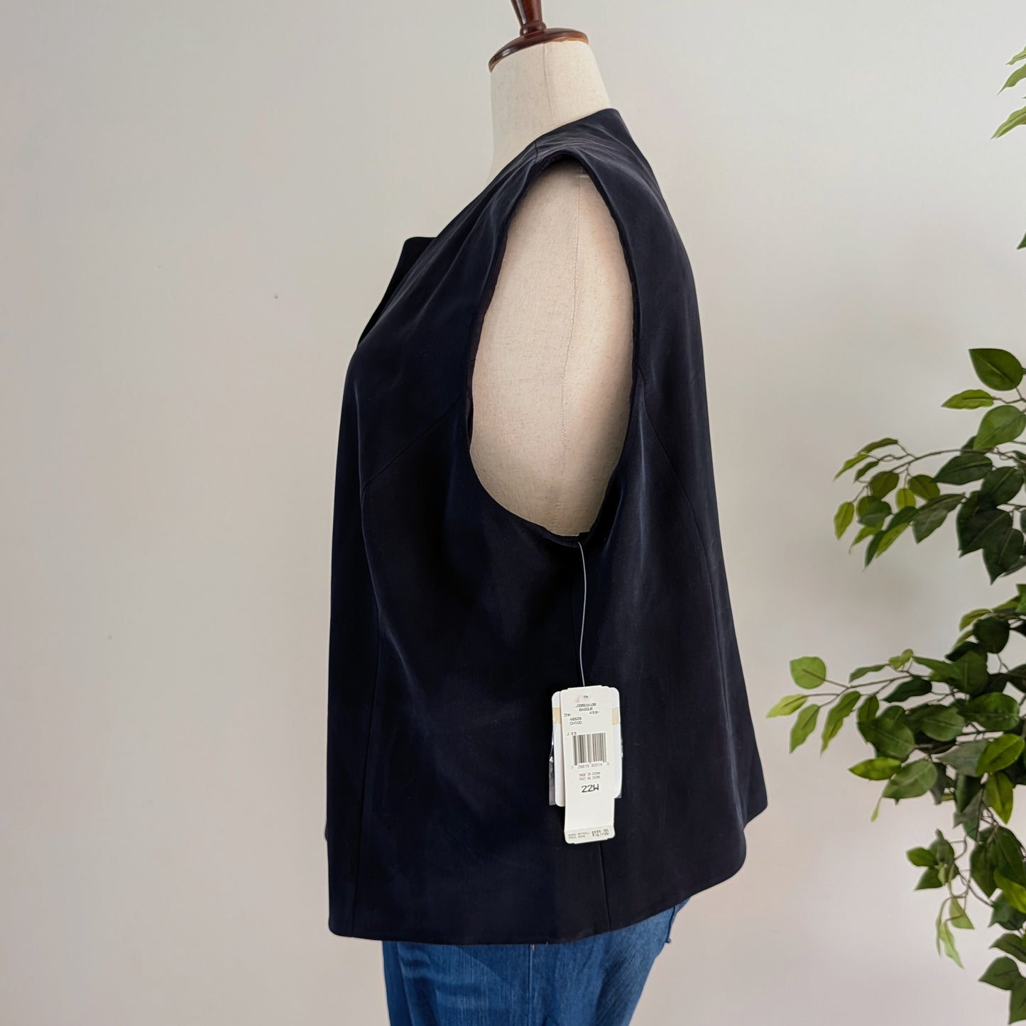 NWT 100% Silk Button Up Vest Top - 3X
