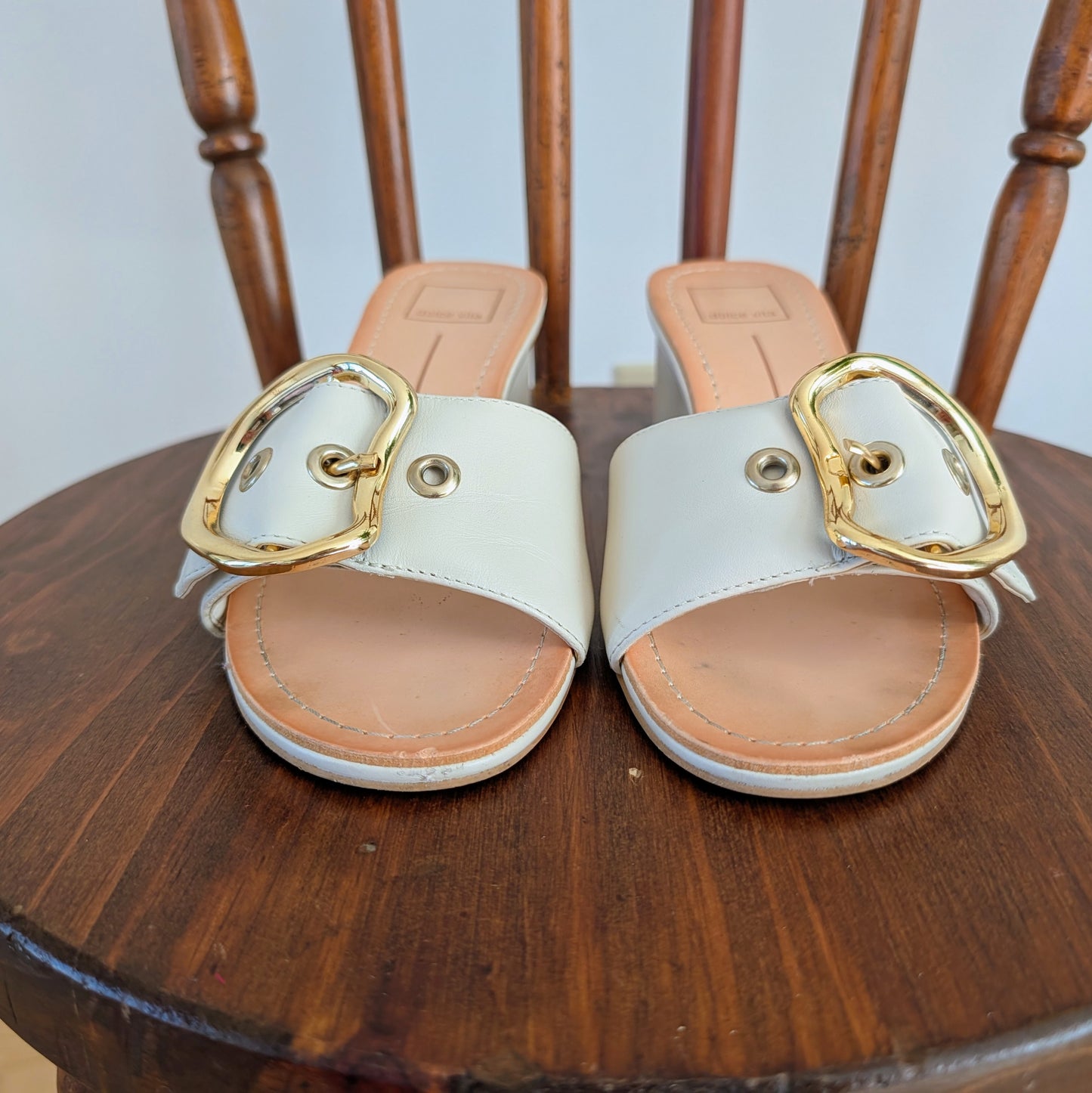 Dolce Vita Leather Buckle Heeled Sandal Shoes- 8