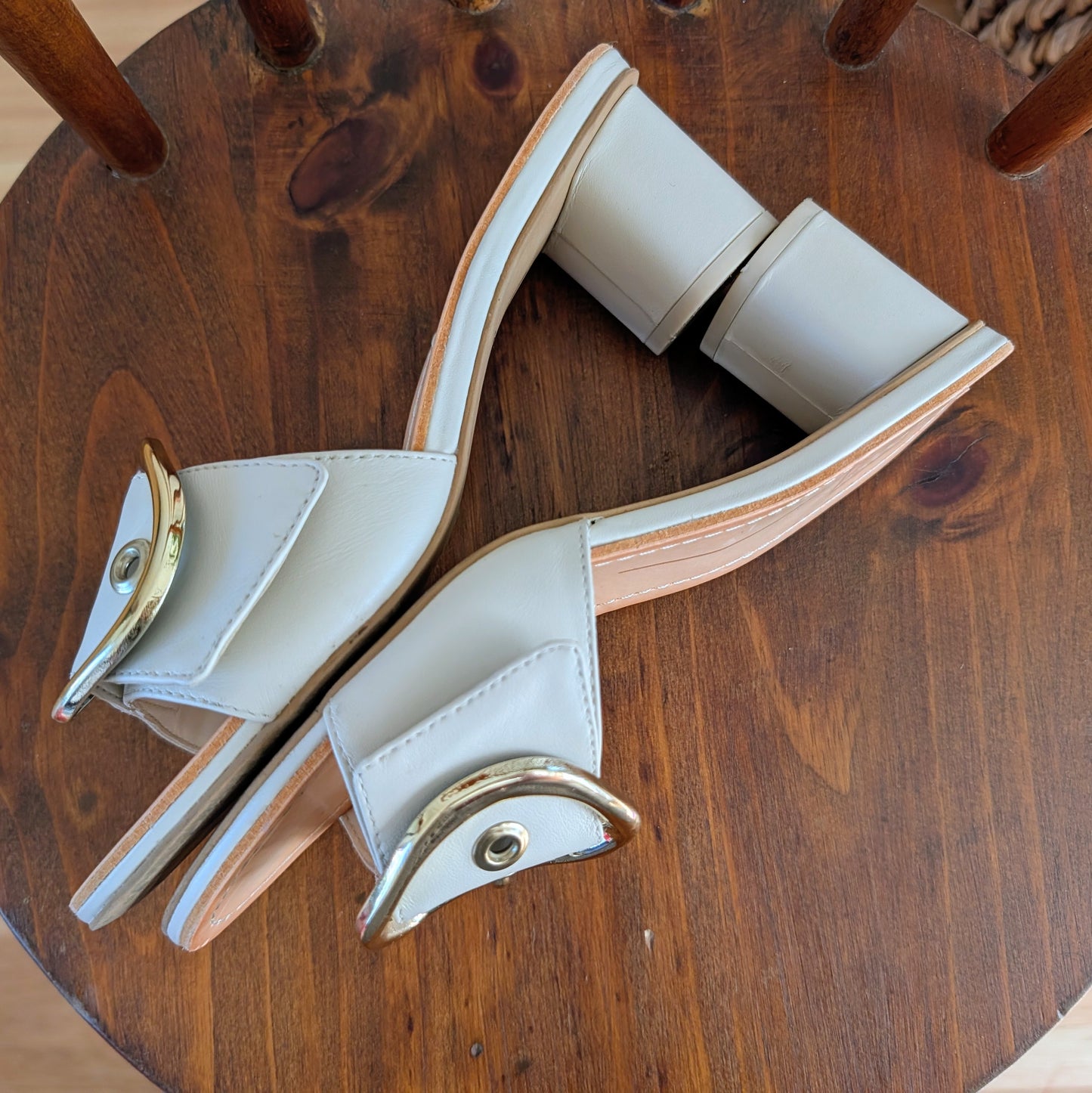 Dolce Vita Leather Buckle Heeled Sandal Shoes- 8