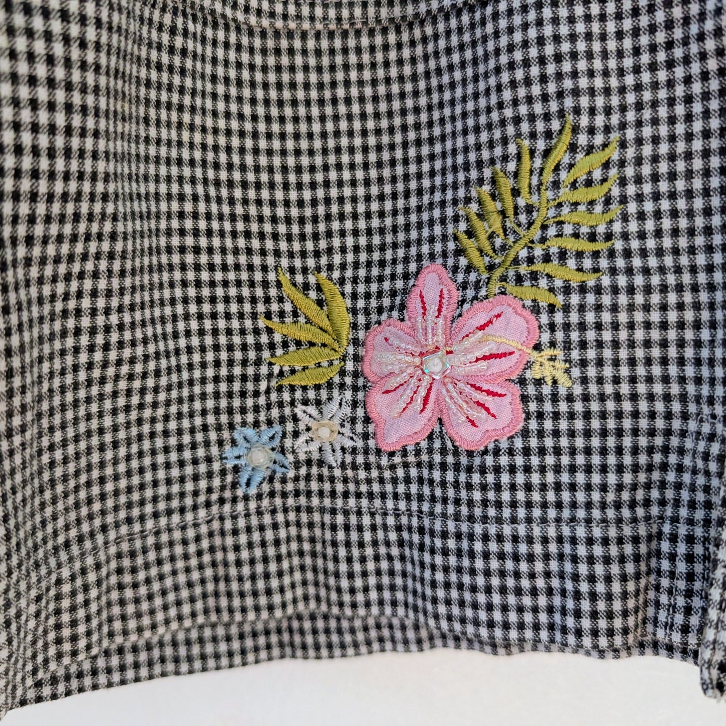 Cotton Gingham Plaid Floral Capris - XL