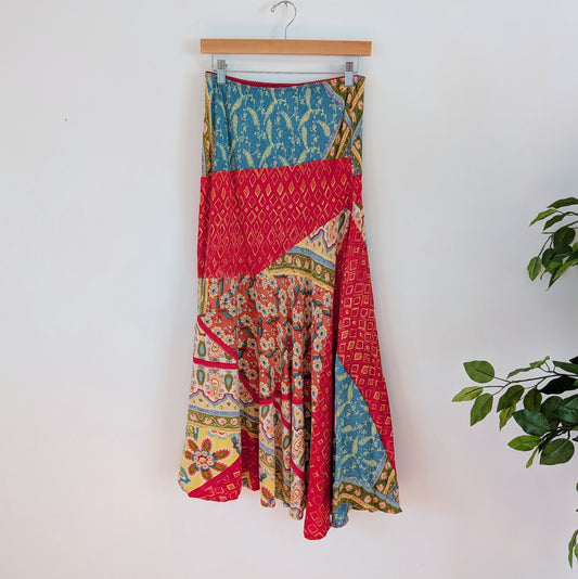 Lola P Colorful Patchwork Midi Skirt - S