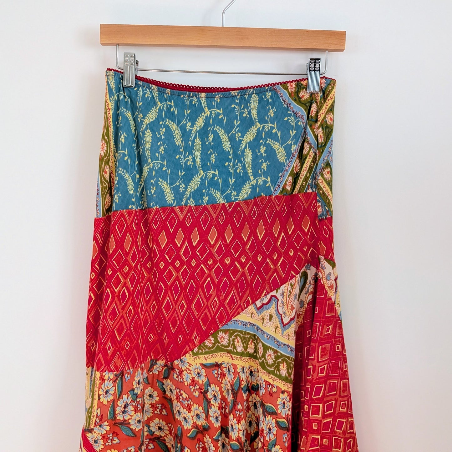 Lola P Colorful Patchwork Midi Skirt - S