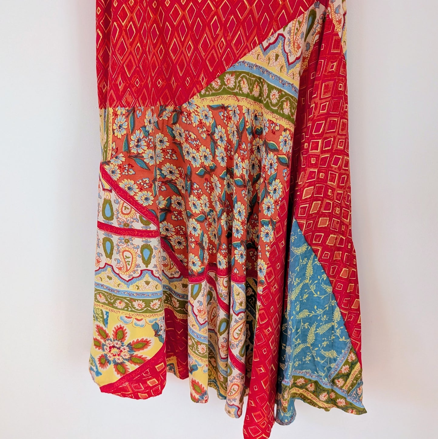 Lola P Colorful Patchwork Midi Skirt - S