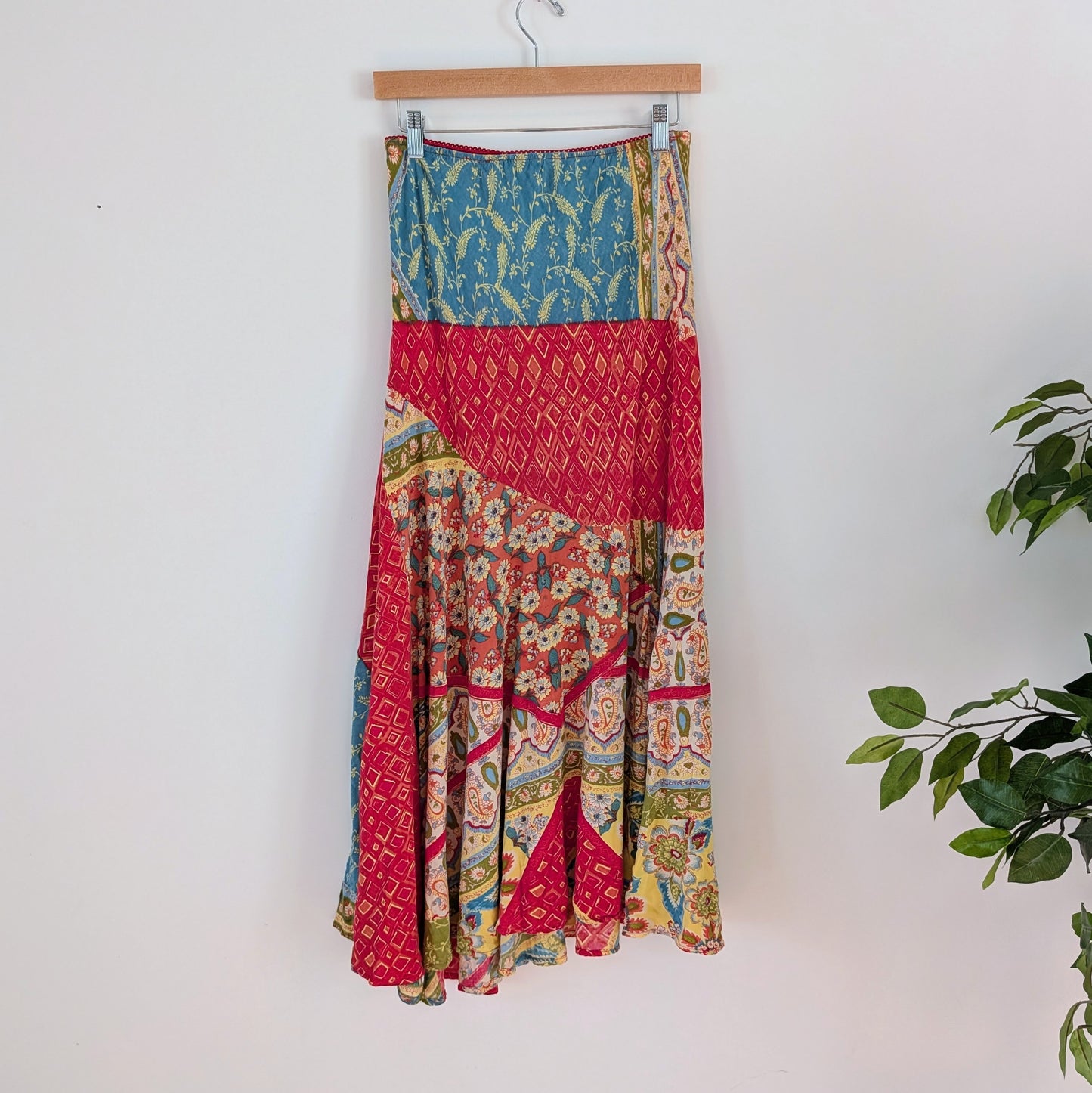Lola P Colorful Patchwork Midi Skirt - S