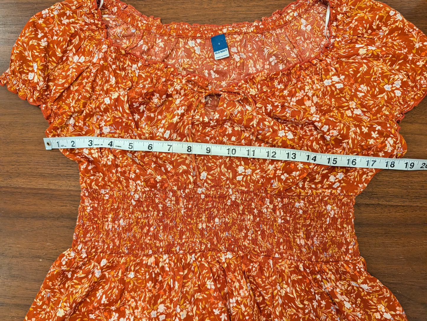 Floral Puff Sleeve Top Cotton Blend Shirt- S