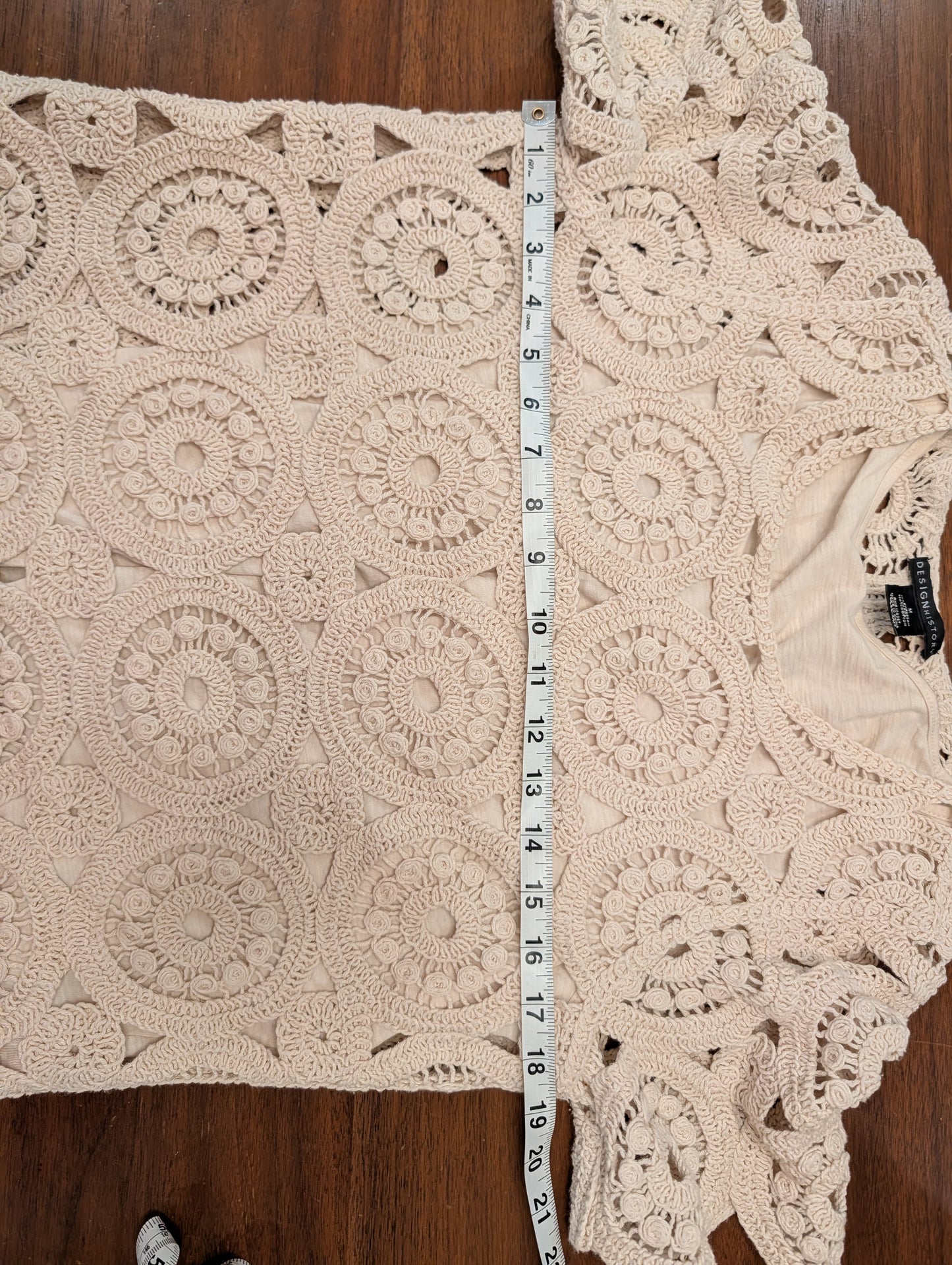 Crochet Knit Cotton Top Shirt- M