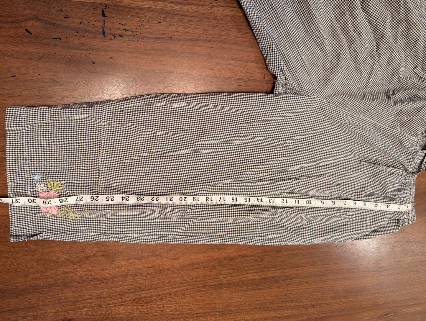Cotton Gingham Plaid Floral Capris - XL