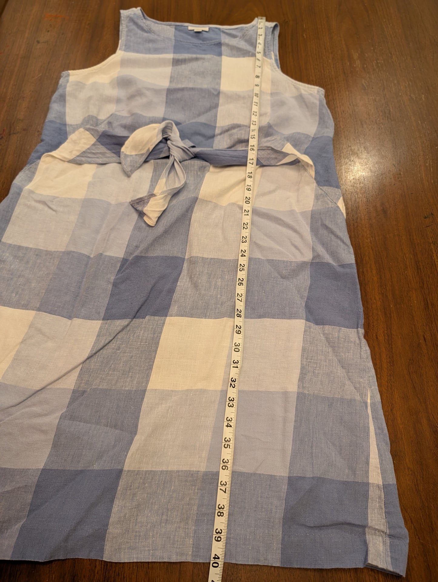 J.Jill Love Linen Gingham Tie-Waist Dress - L