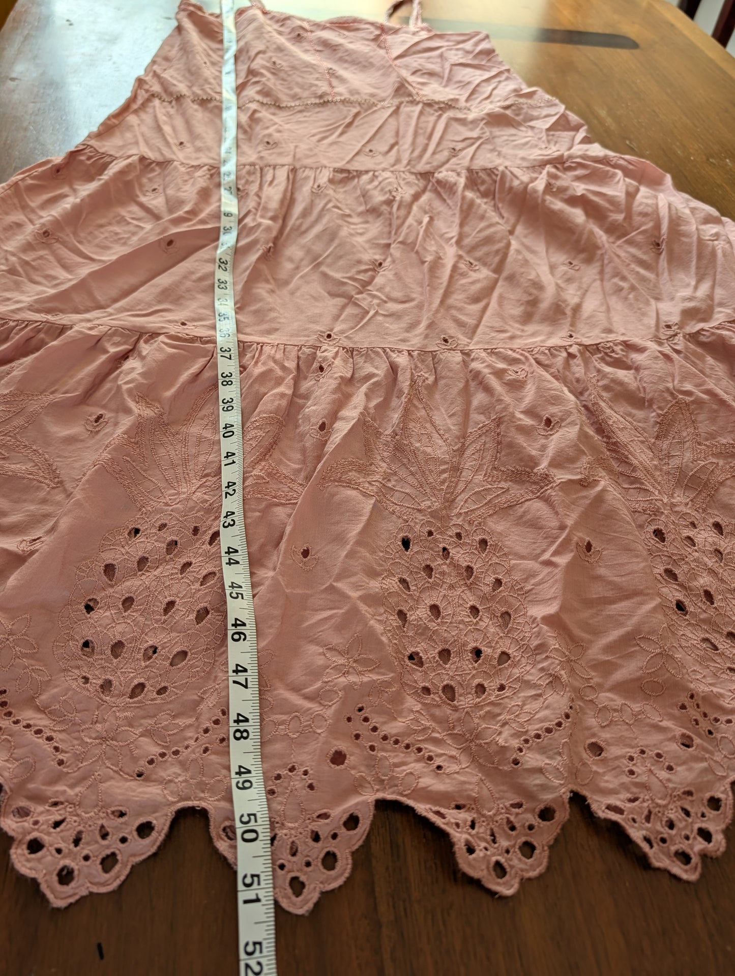 Beaded Eyelet Tiered Maxi Dress - M