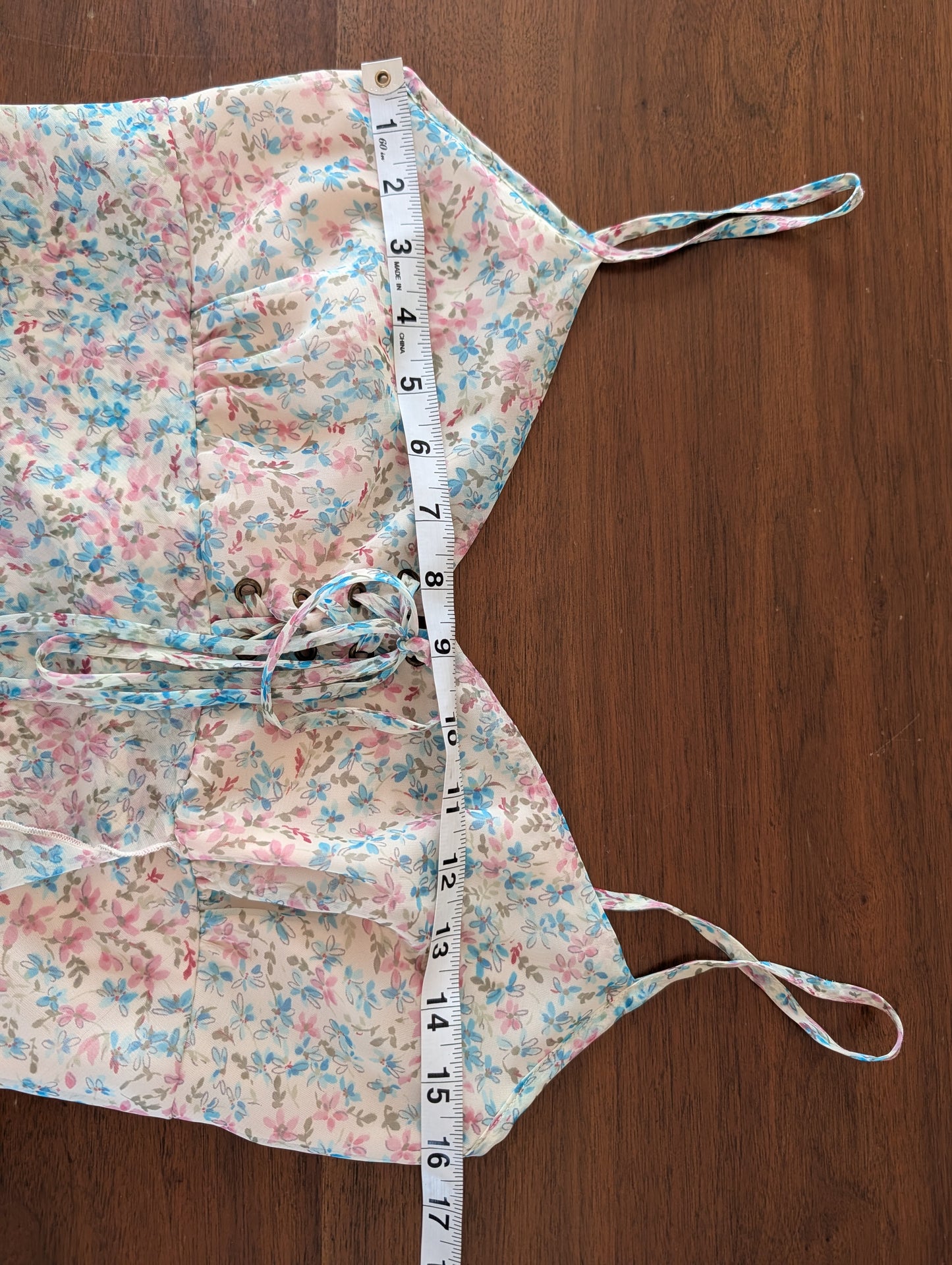 Whimsical Lace Up Floral Dress - M