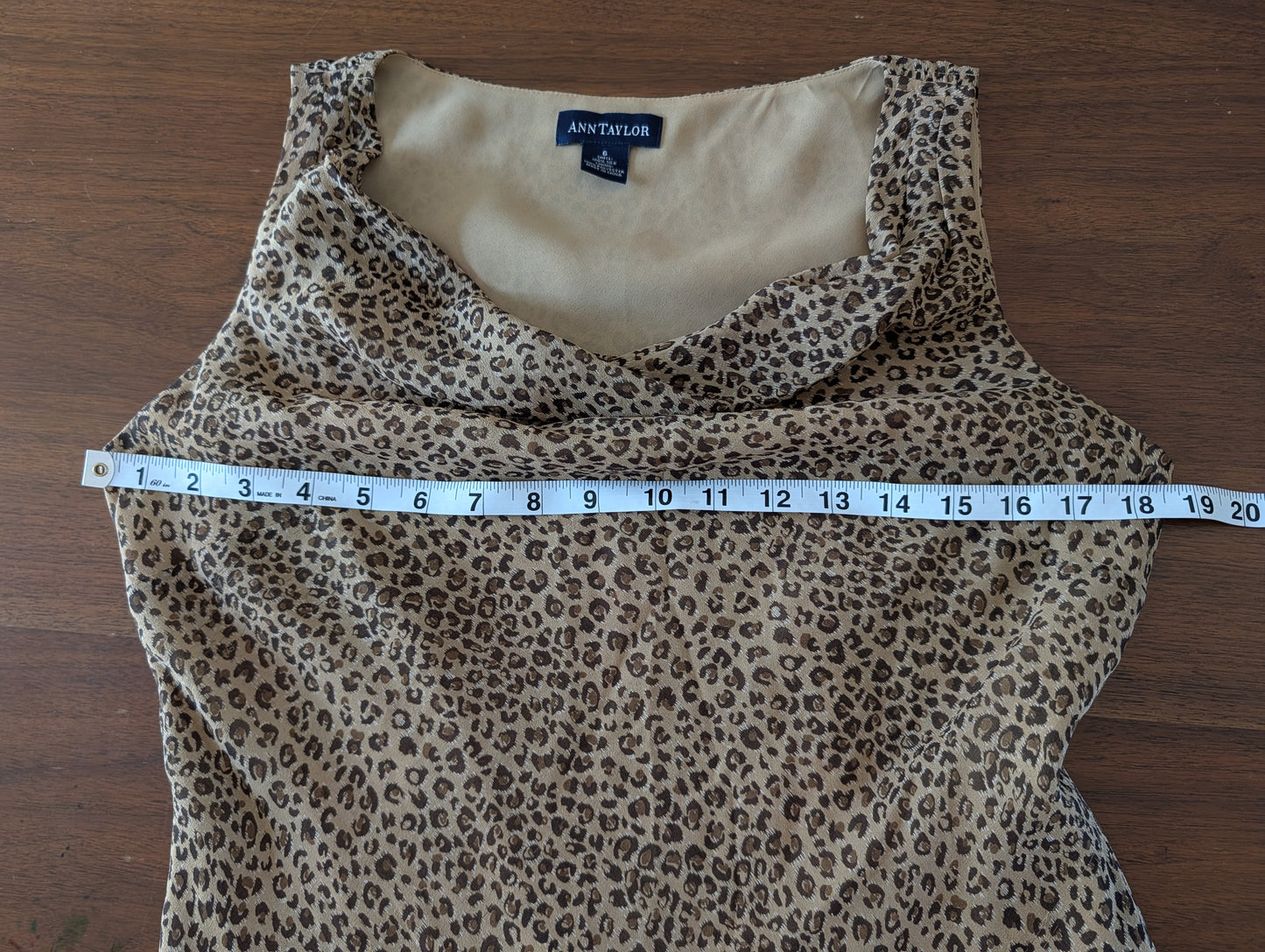 Vintage Ann Taylor Silk Leopard Cowl Neck Dress- 6/S
