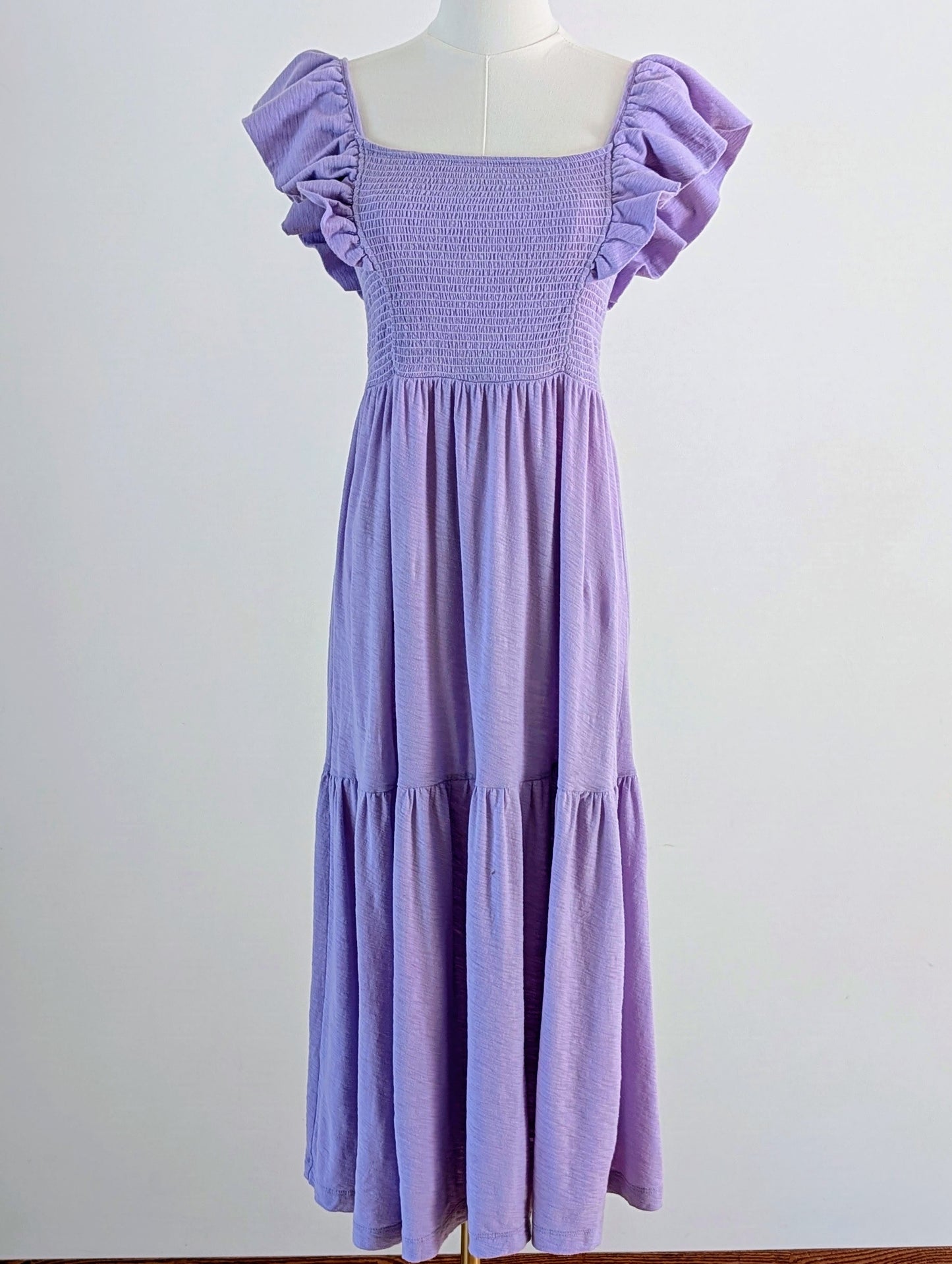 Nation LTD Lavender Pima Cotton Ruffle Tiered Midi Dress - M