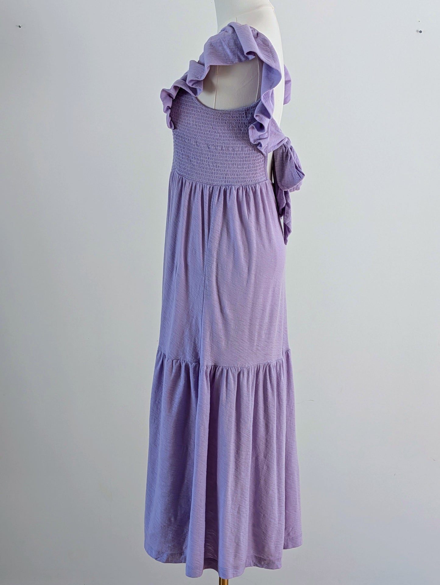 Nation LTD Lavender Pima Cotton Ruffle Tiered Midi Dress - M