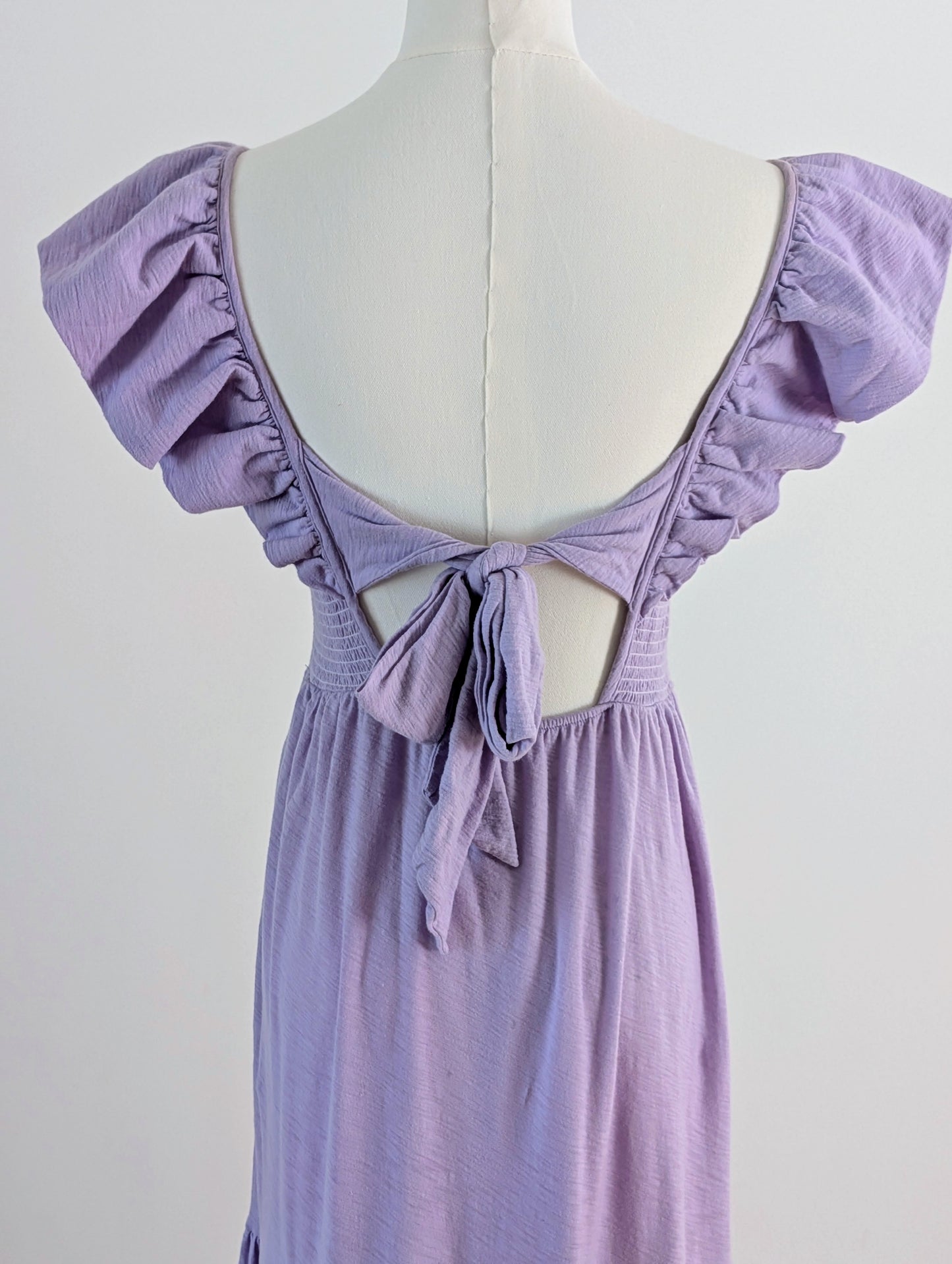 Nation LTD Lavender Pima Cotton Ruffle Tiered Midi Dress - M