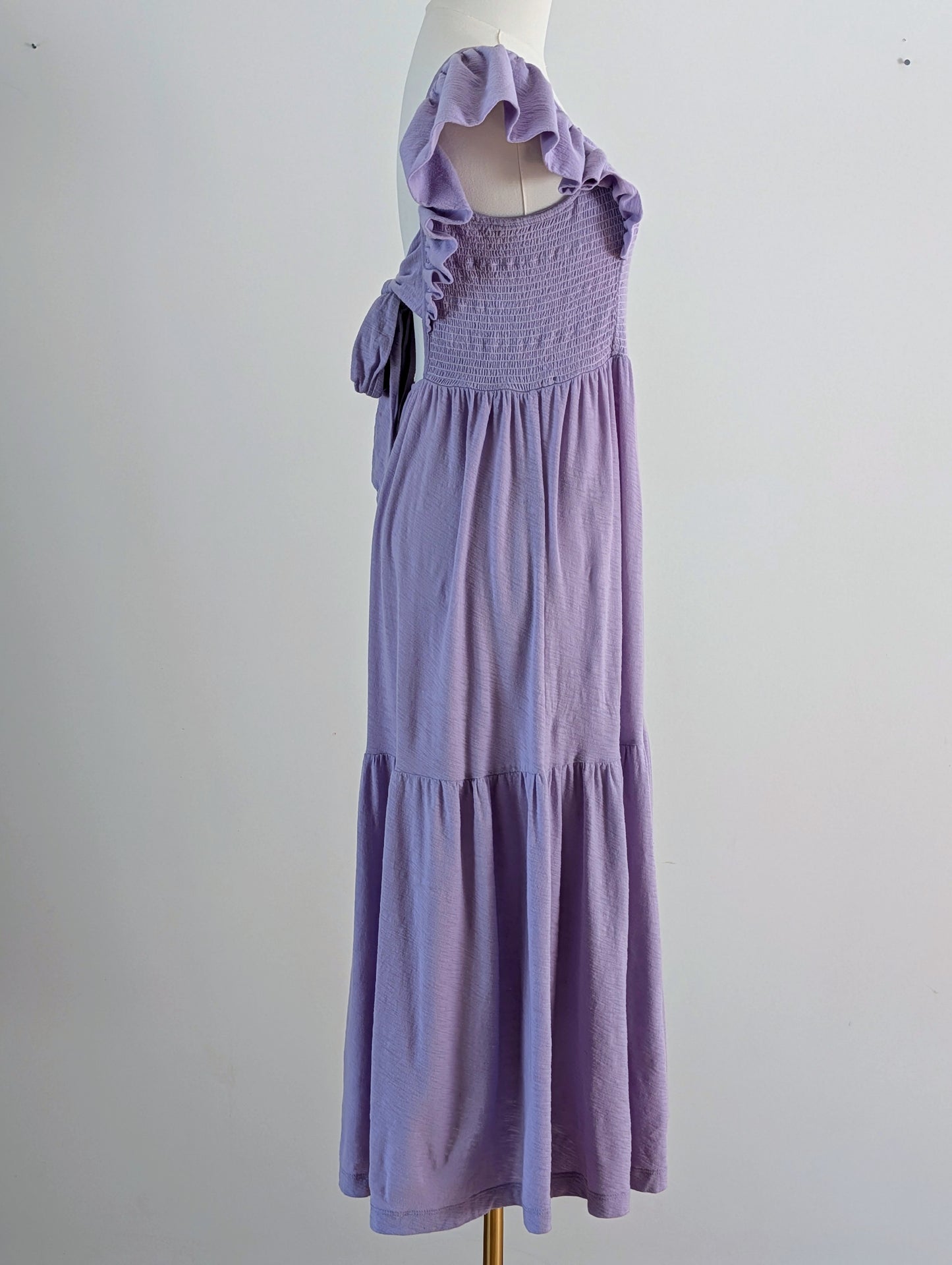 Nation LTD Lavender Pima Cotton Ruffle Tiered Midi Dress - M