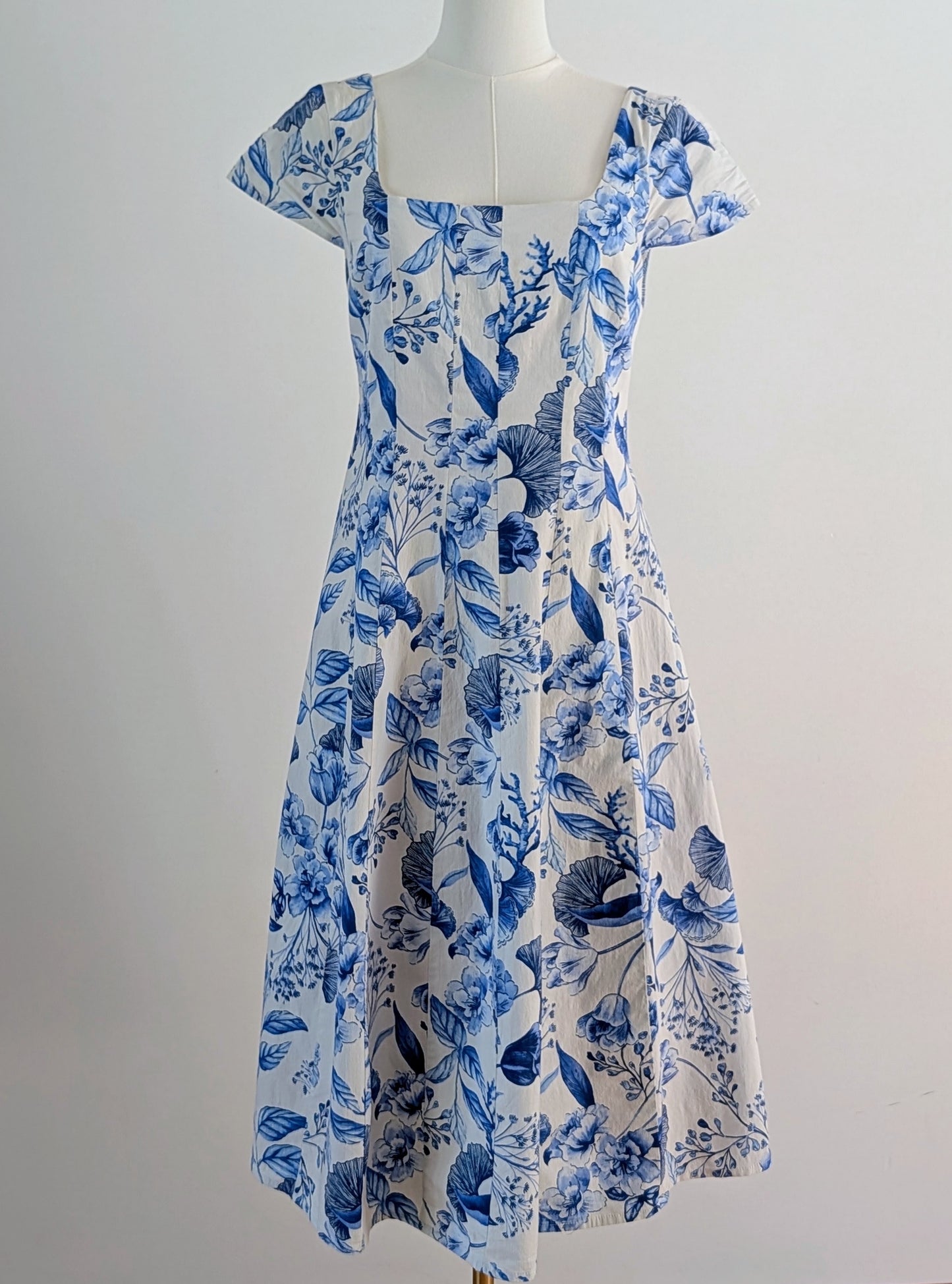 Avec Les Filles Floral Cotton Fit-and-Flare Dress - 8