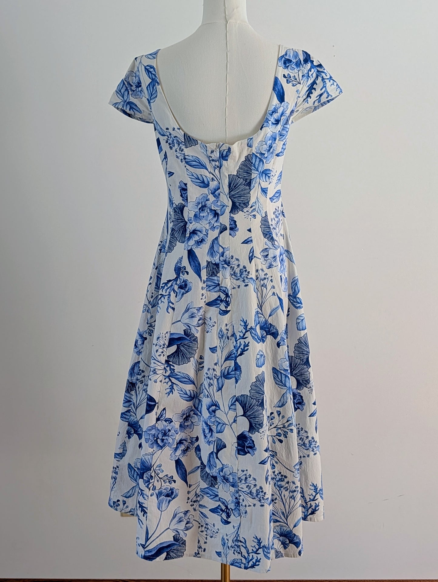 Avec Les Filles Floral Cotton Fit-and-Flare Dress - 8