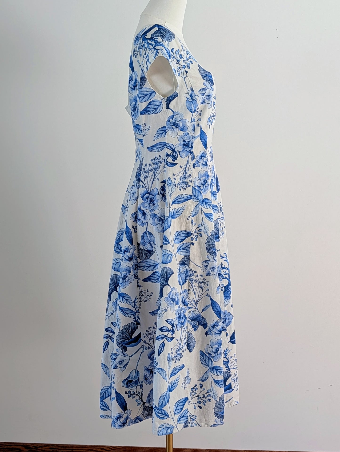Avec Les Filles Floral Cotton Fit-and-Flare Dress - 8