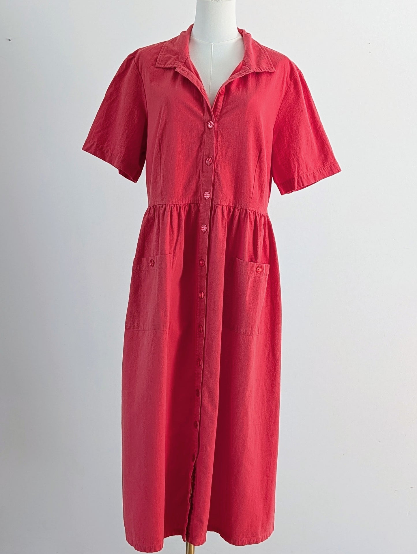Appleseed’s Cotton Button-Front Midi Shirt Dress – L