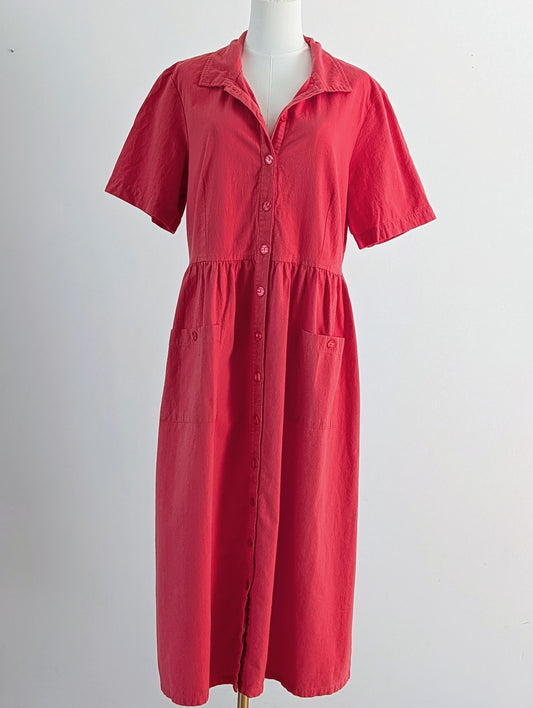 Appleseed’s Cotton Button-Front Midi Shirt Dress – L