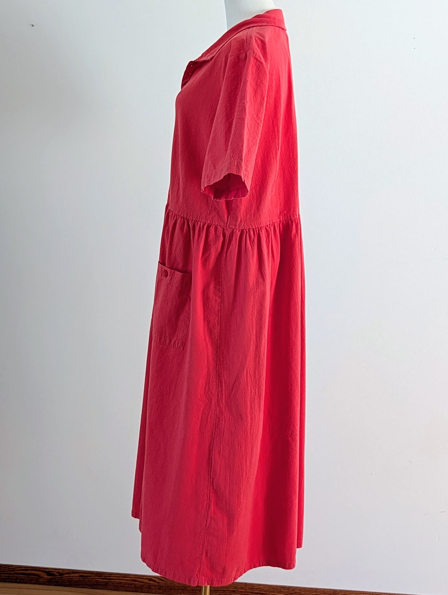 Appleseed’s Cotton Button-Front Midi Shirt Dress – L