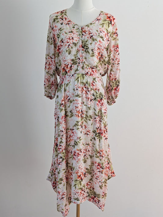 J.Jill Floral Button Front Midi Dress – S
