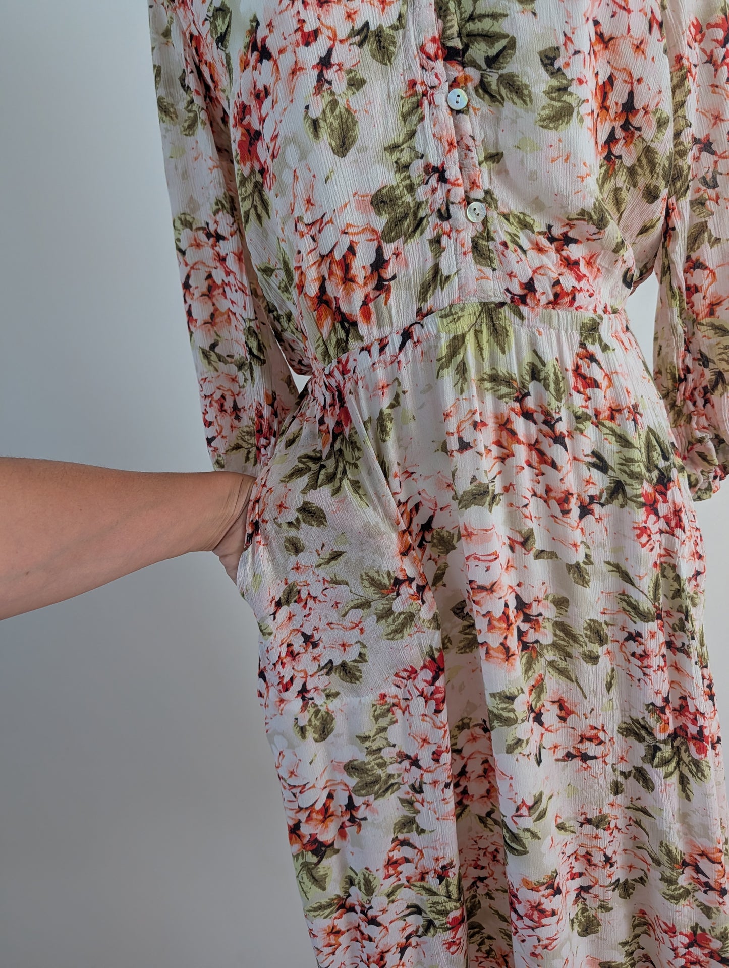 J.Jill Floral Button Front Midi Dress – S