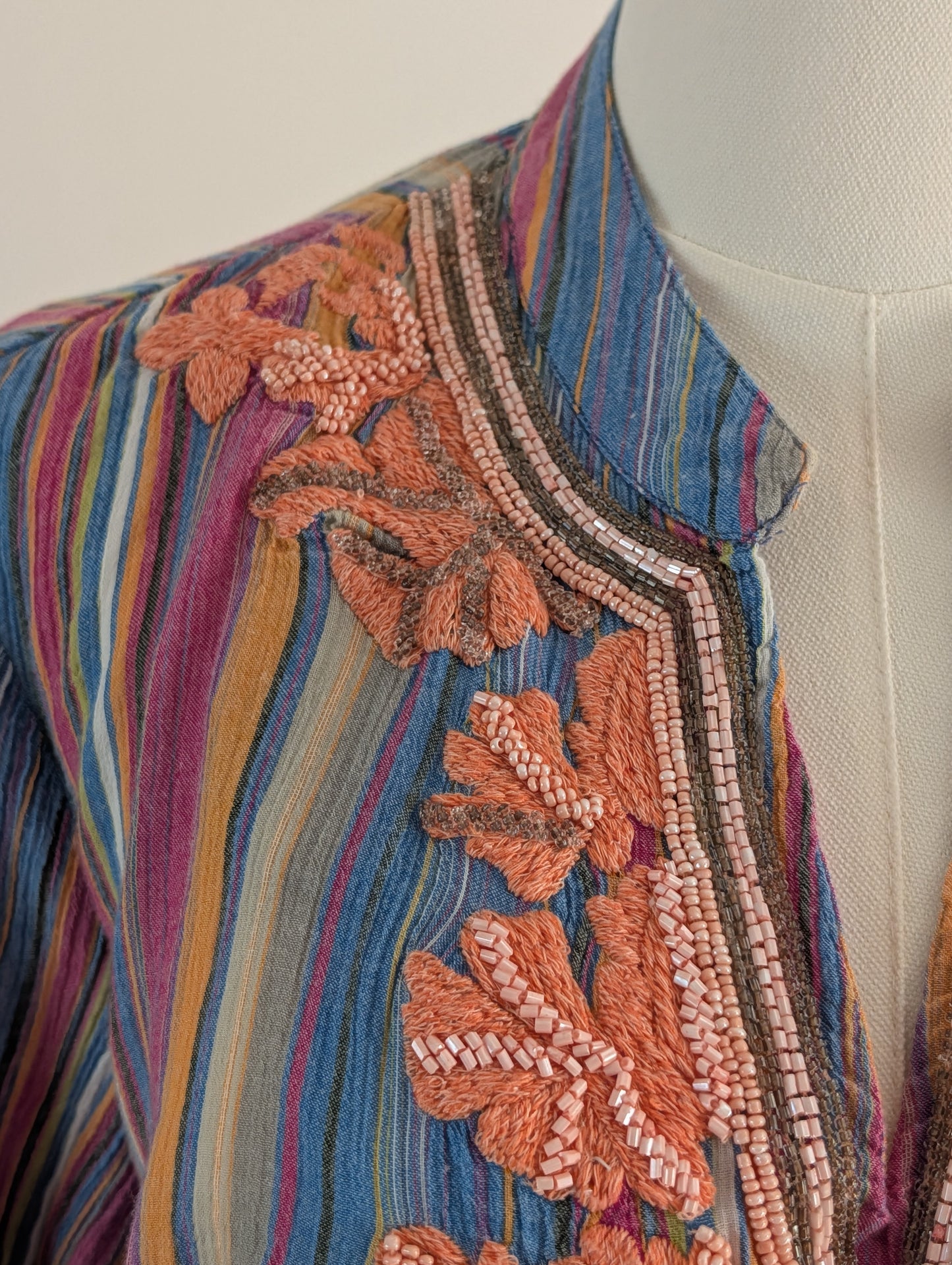 Soft Surroundings Striped Embroidered Cotton Tunic Top – M