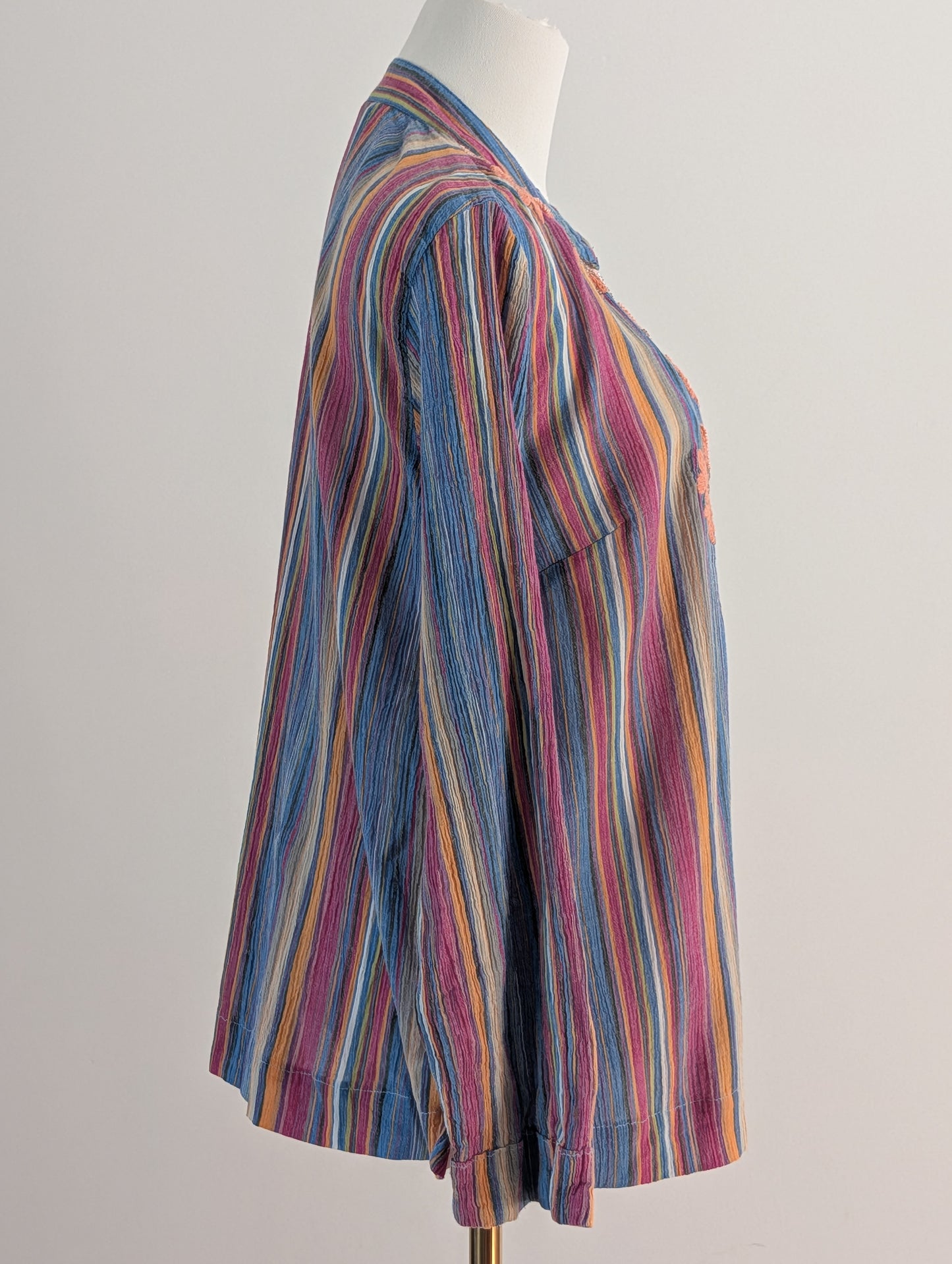 Soft Surroundings Striped Embroidered Cotton Tunic Top – M