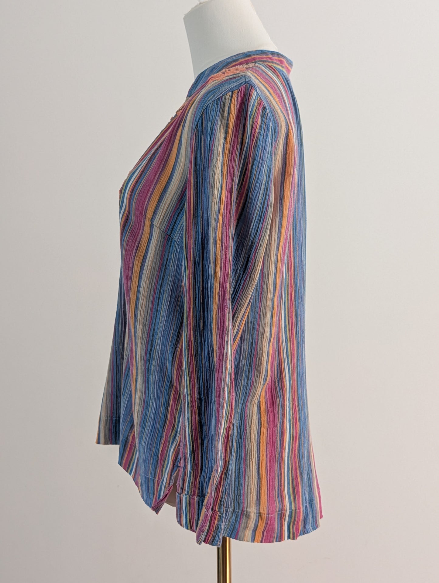 Soft Surroundings Striped Embroidered Cotton Tunic Top – M