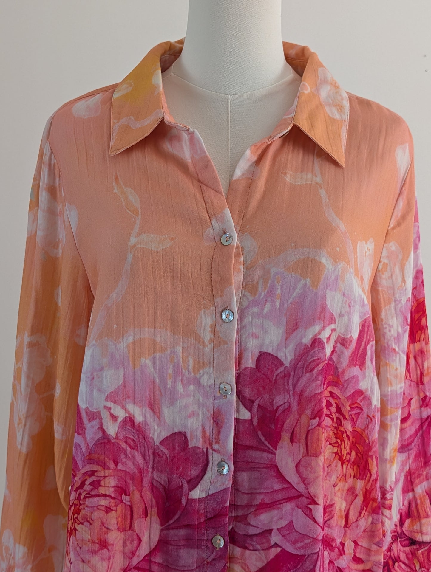 Soft Surroundings Floral Cotton Button-Down Shirt – M
