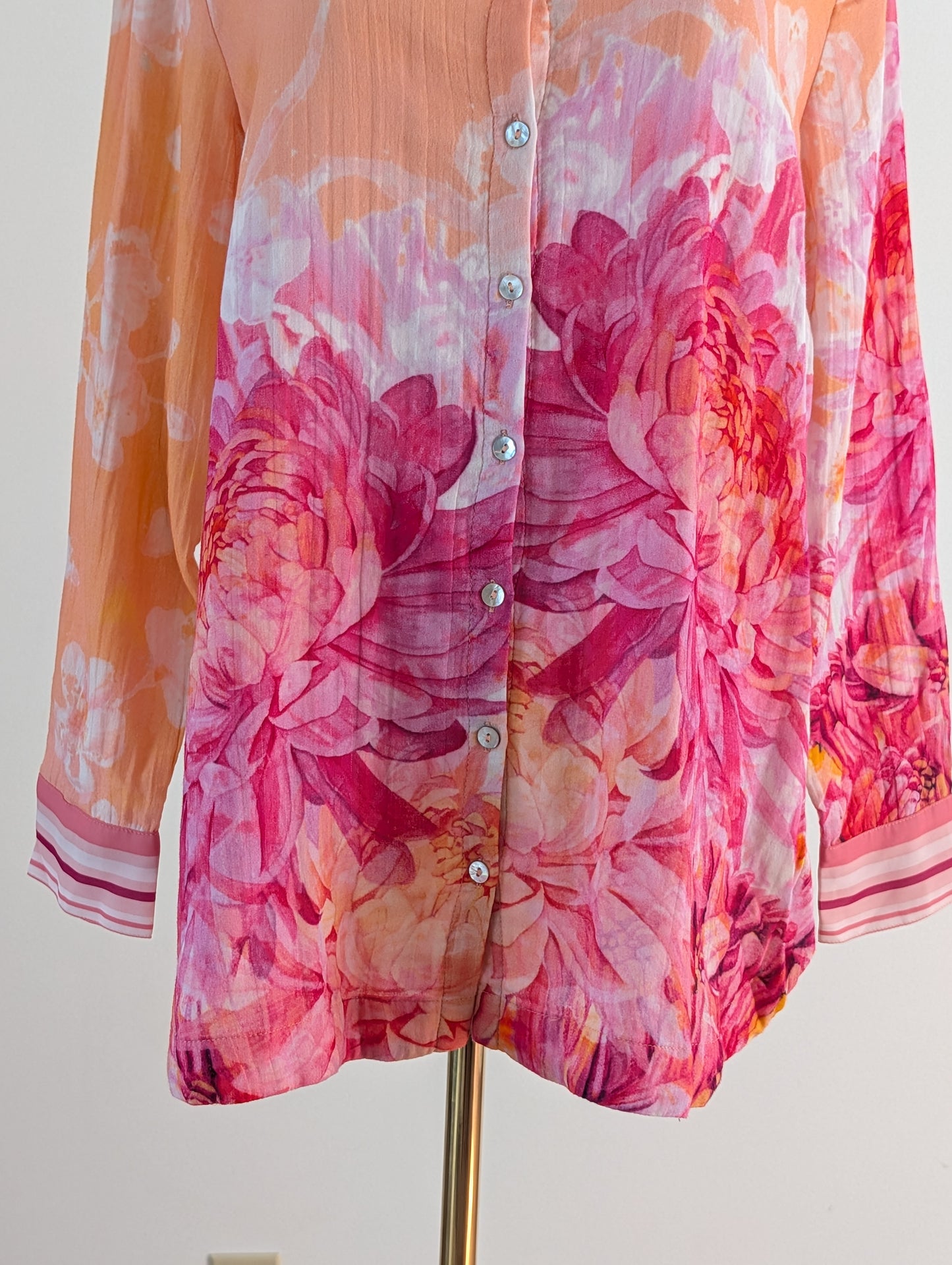 Soft Surroundings Floral Cotton Button-Down Shirt – M