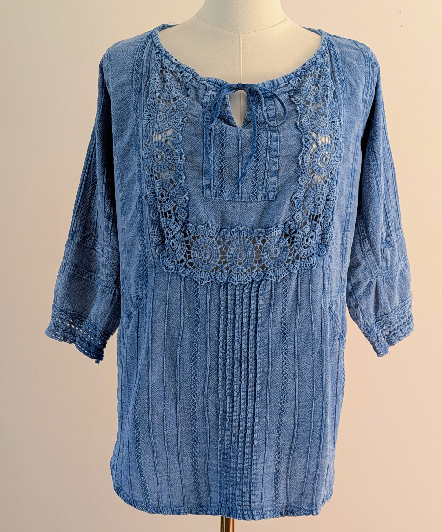 Karin Collection Cotton Crochet Embroidered Top – M
