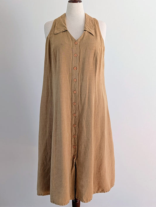 Vintage Lane Bryant Linen Button-Front Midi Dress - 16