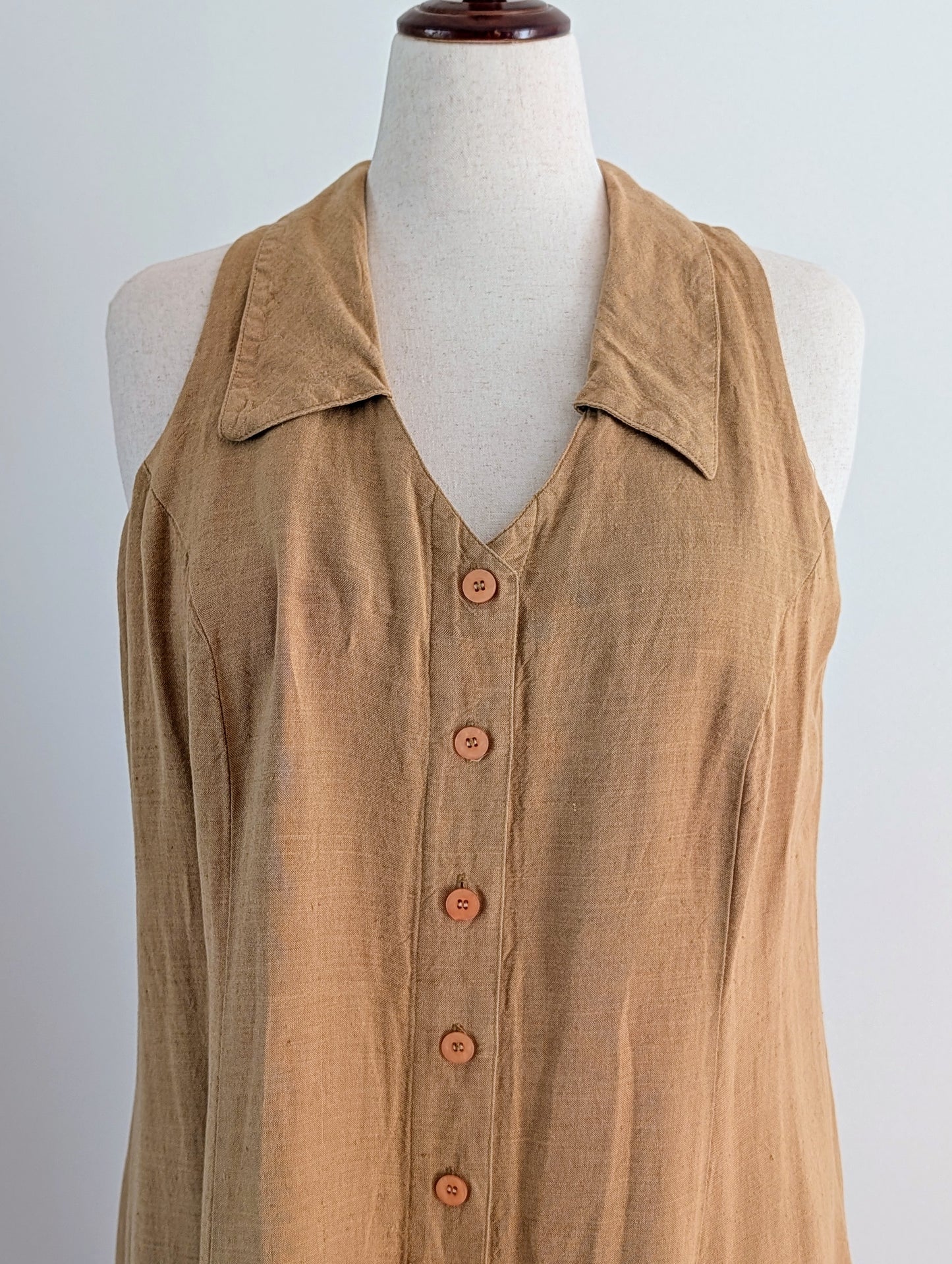 Vintage Lane Bryant Linen Button-Front Midi Dress - 16
