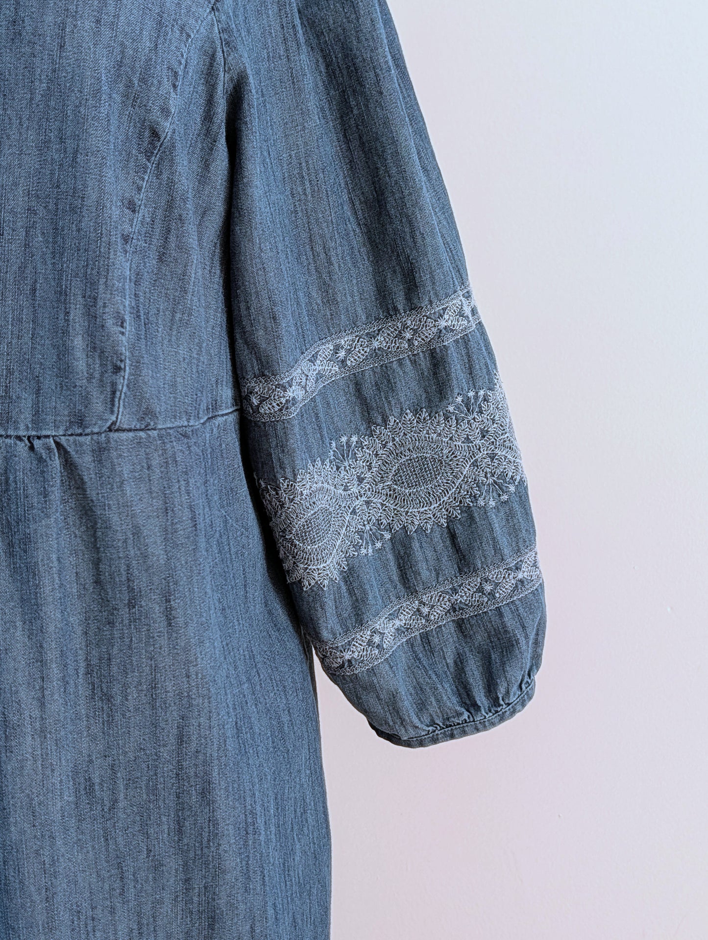 J.Jill Chambray Lace Embroidered Trim Dress - 1X