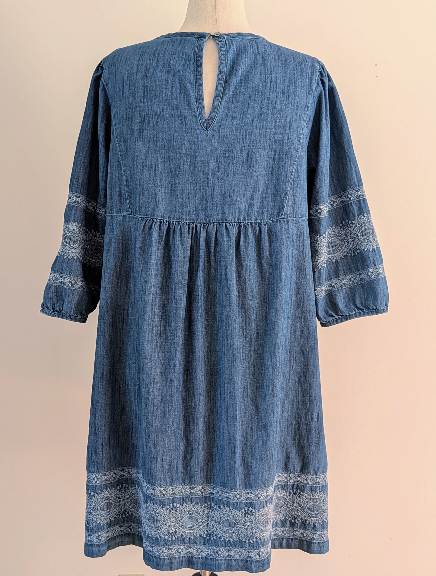 J.Jill Chambray Lace Embroidered Trim Dress - 1X
