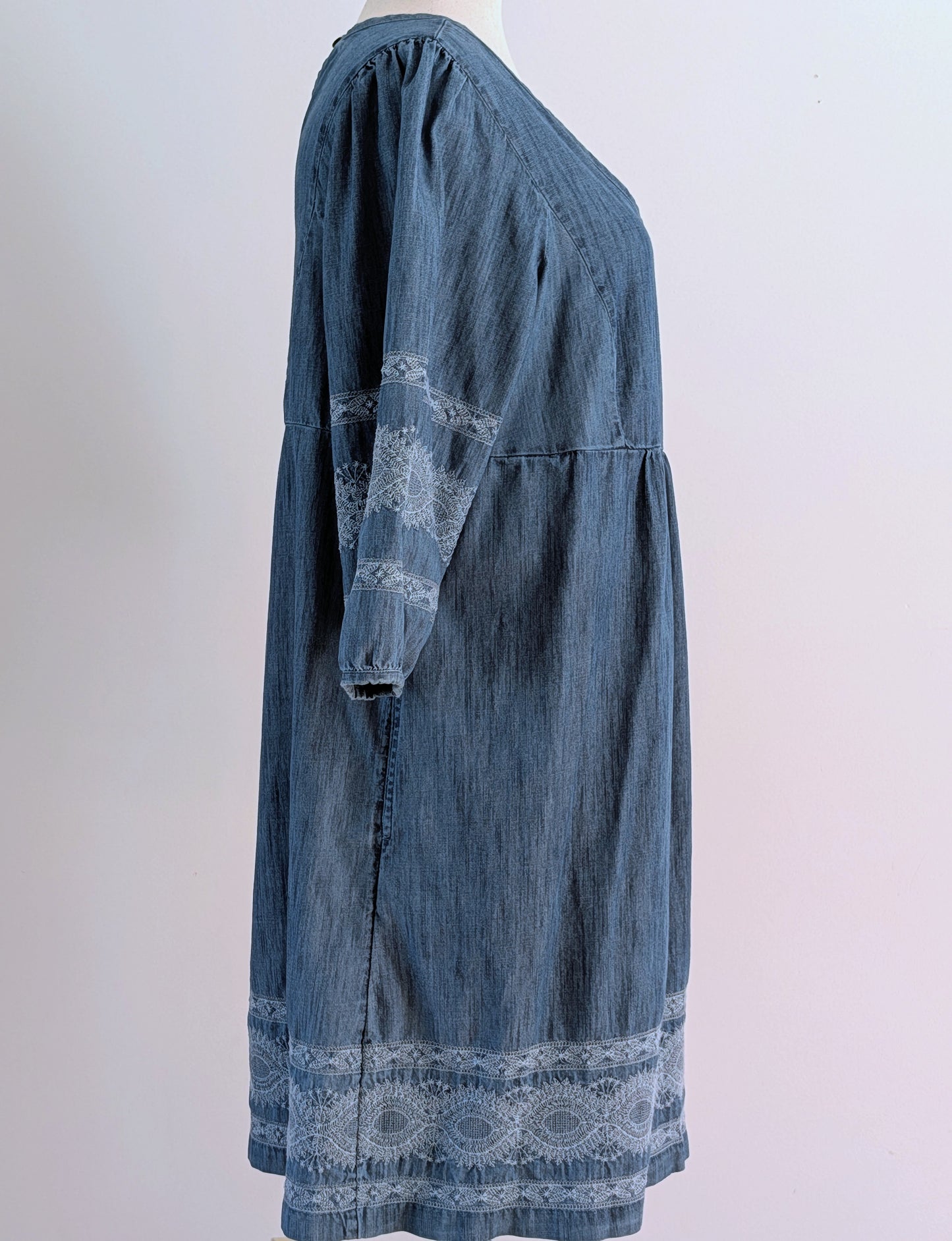 J.Jill Chambray Lace Embroidered Trim Dress - 1X