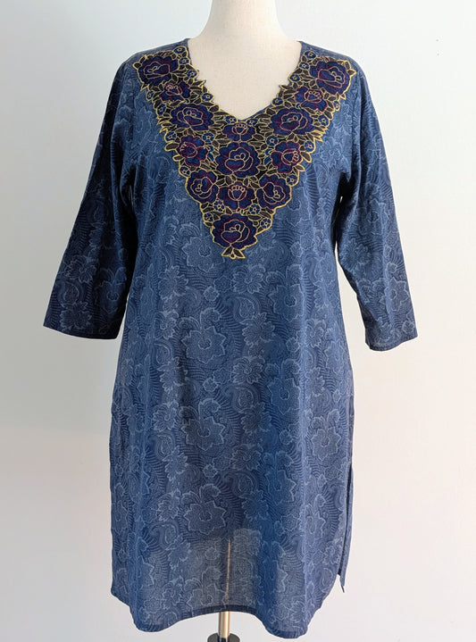 April Cornell Paisley Embroidered Cotton Tunic Dress – XL