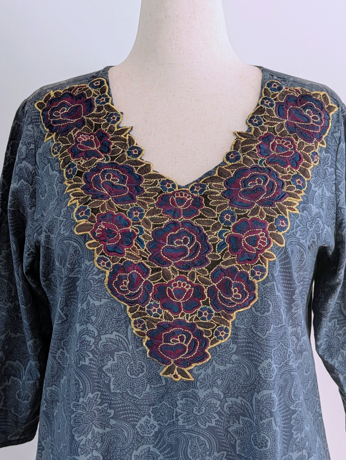 April Cornell Paisley Embroidered Cotton Tunic Dress – XL