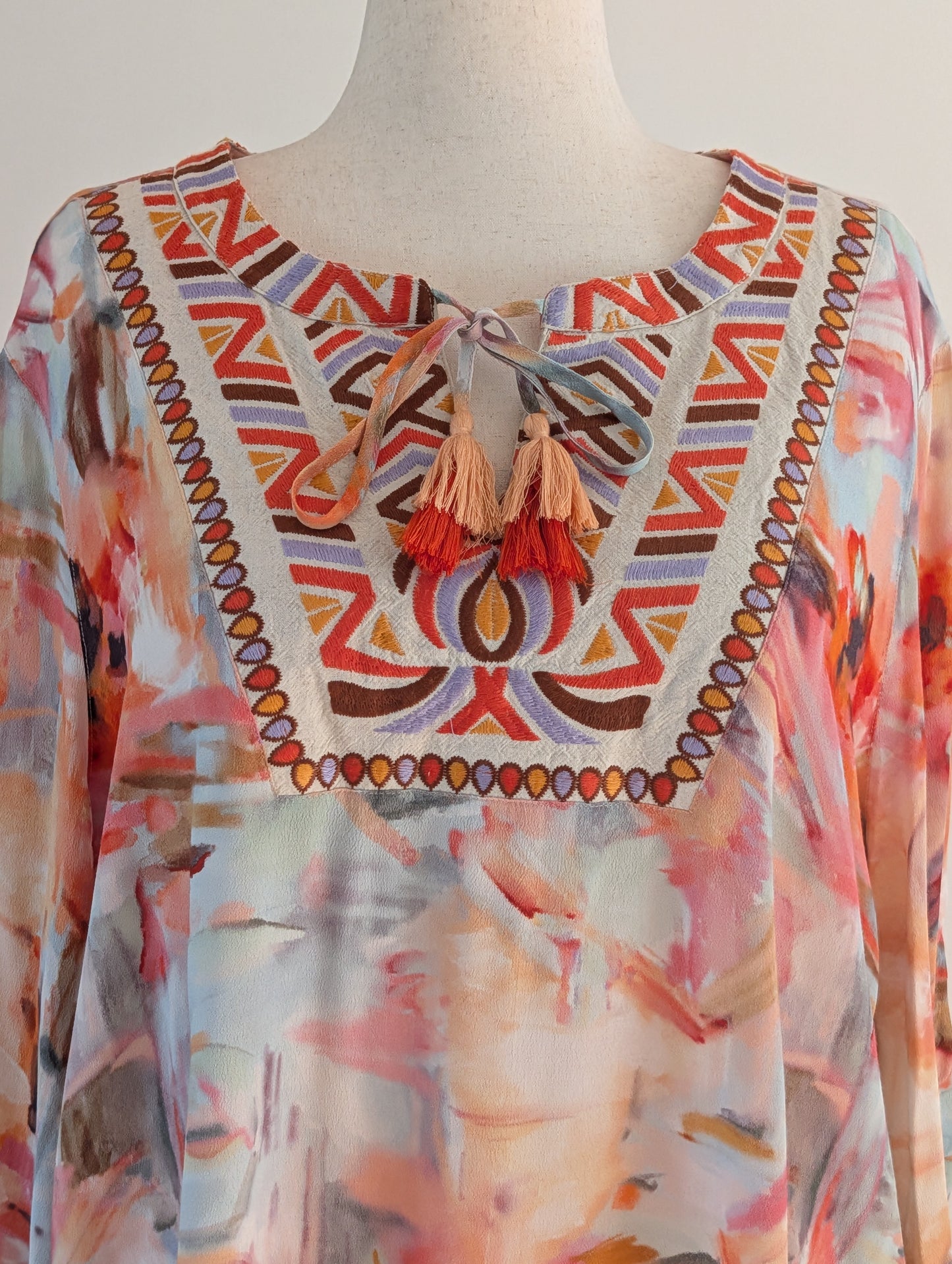 John Mark Embroidered Floral Boho Tunic – XL