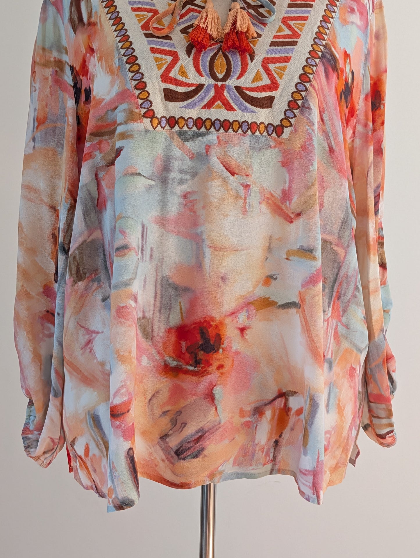John Mark Embroidered Floral Boho Tunic – XL