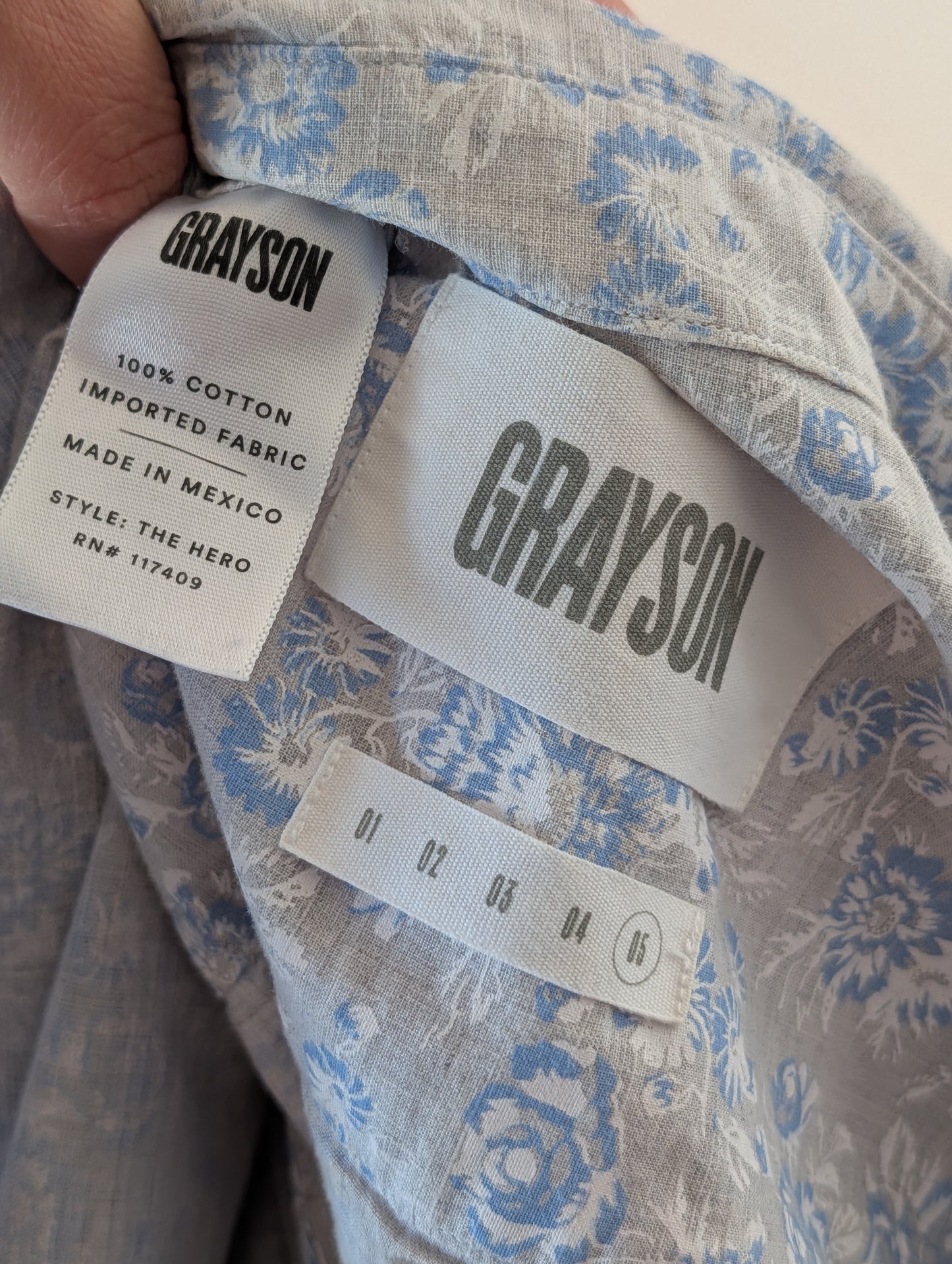Grayson The Hero Blue Floral Cotton Shirt – XL